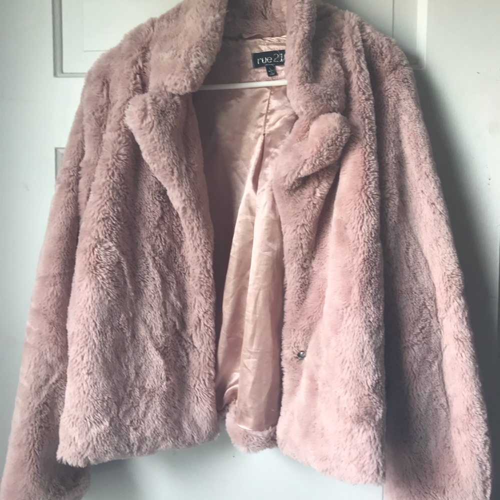 Rue21 Pink Teddy Jacket Plush Cozy Outerwear